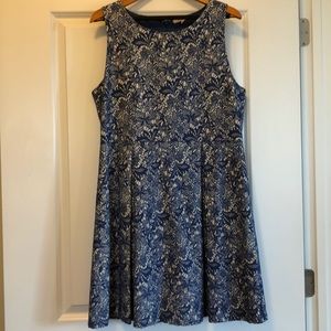 Blue and cream lined dress